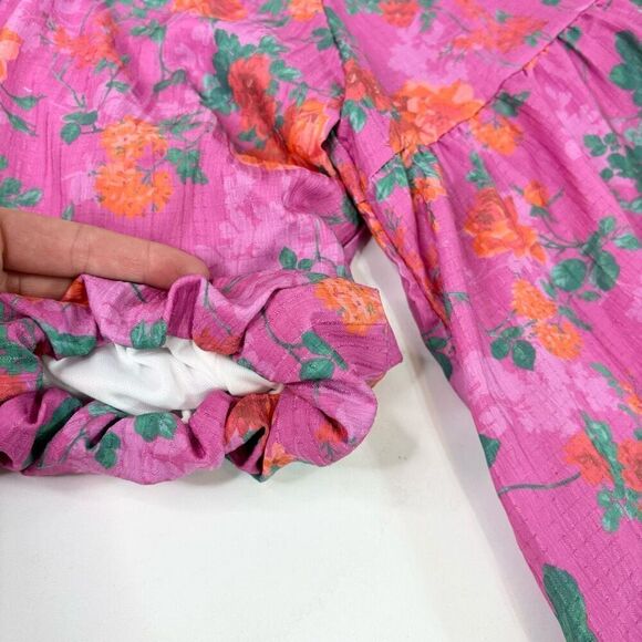 Fantastic Fawn Dress Womens Medium Pink Floral Puff Sleeve Mini NWT Cottagecore - Picture 5 of 12